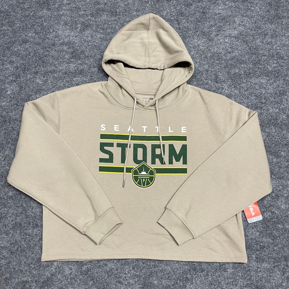 Seattle‎ Storm Sweatshirt Womens XL Tan Beige Cropped Hoodie WNBA Basketball NEW